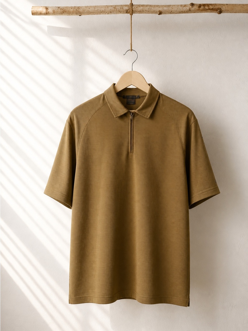 Tiger Woods Collection Short-Sleeve Half-Zip Polo — Olive Green